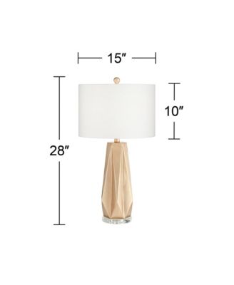 Bravo Modern Table Lamp 28" Tall Champagne Diamond Cut White Drum Shade for Bedroom Living Room Bedside Nightstand Office Kids