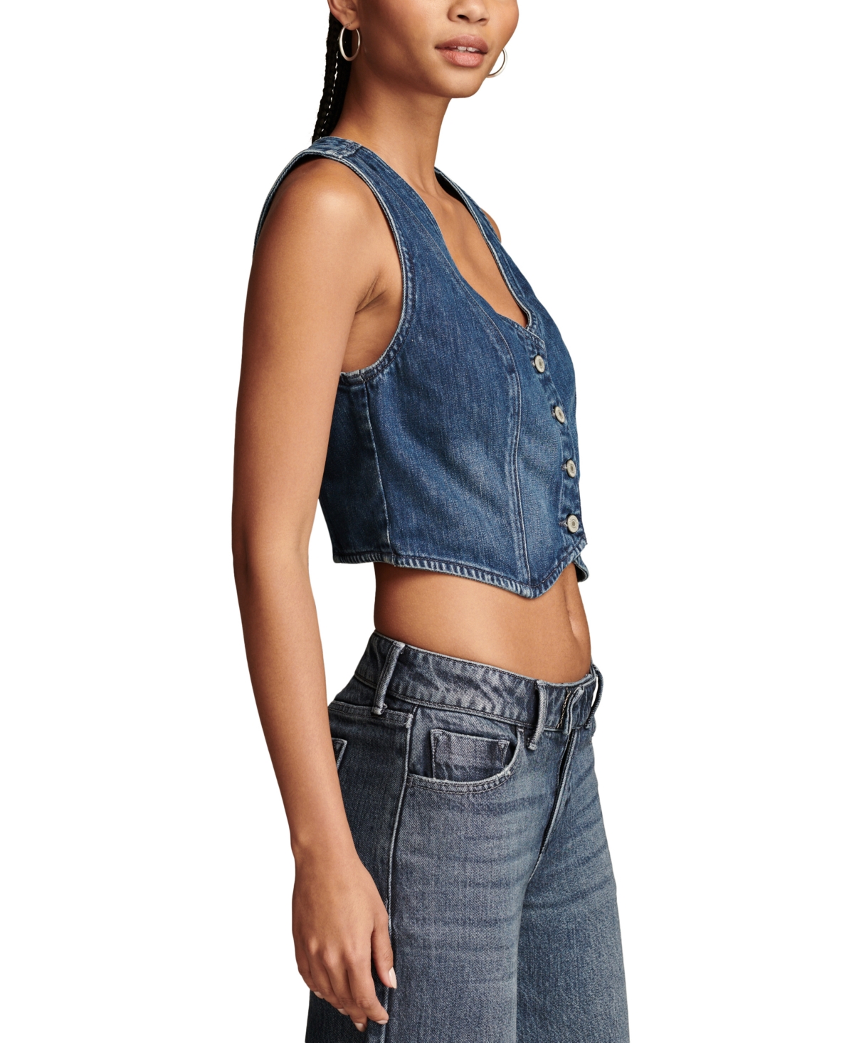 Lucky Brand Women's Lucky Cropped Tailored Denim Vest