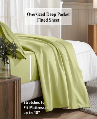 650-TC Egyptian Cotton Solid Deep Pocket Sheet Set, Twin XL