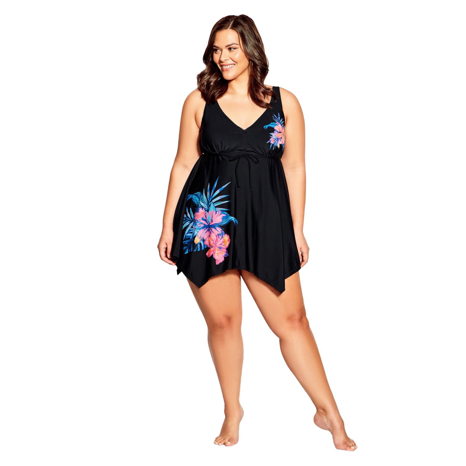 Women's Plus Size Sharkbite Print Swim Dress