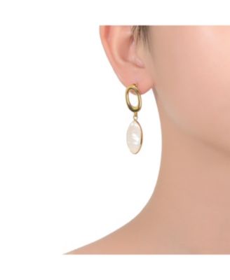 Sterling Silver with 14K Gold Plated Pearl Drop Earrings