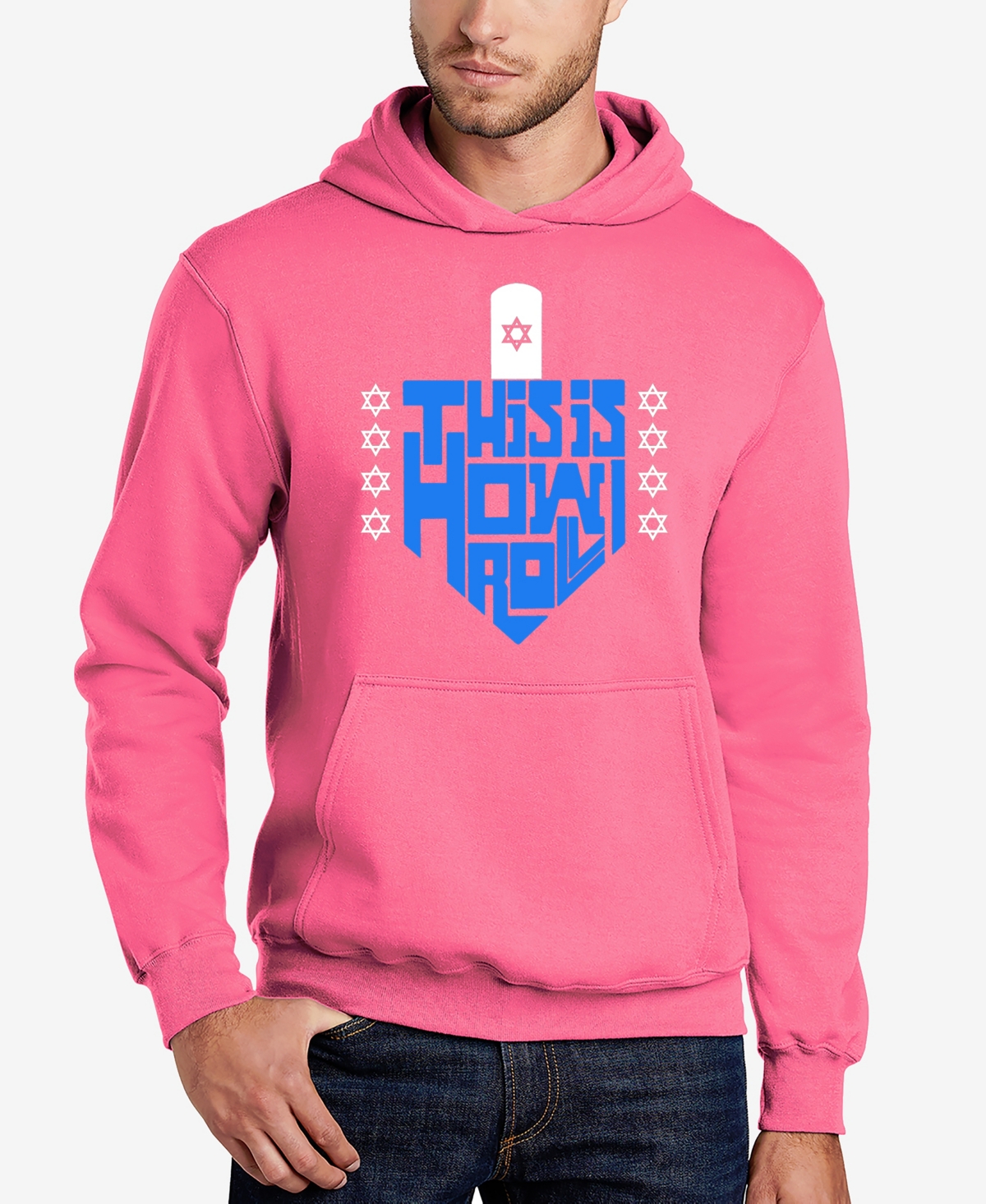 La Pop Art Men's This Is How I Roll Word Art Hooded Sweatshirt In Pink