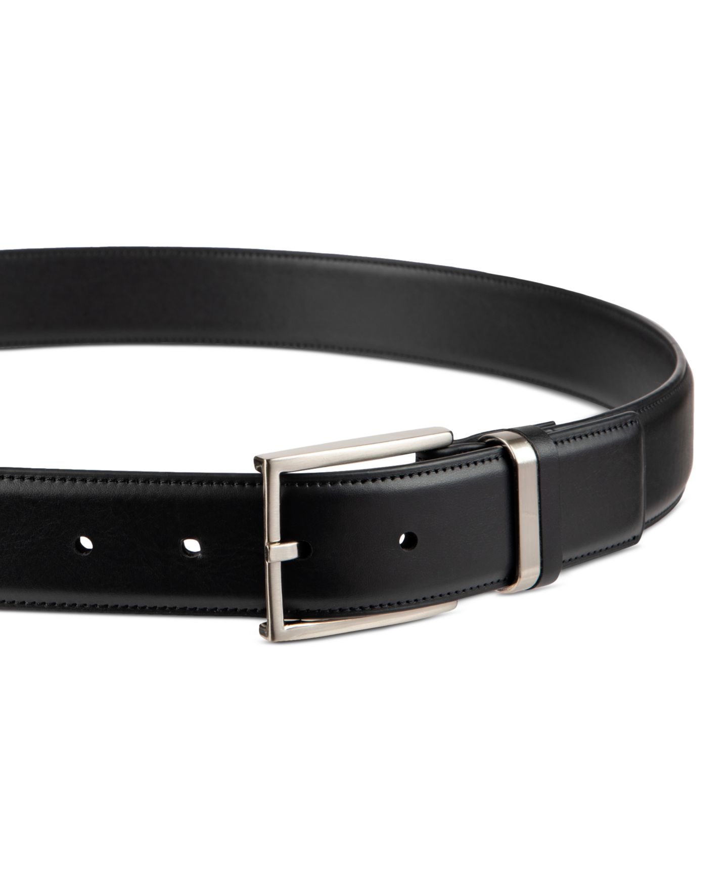 Мужской ремень Alfani Burnished Edge and Metal Loop Dress Belt, цвет: Чёрный — фото 4