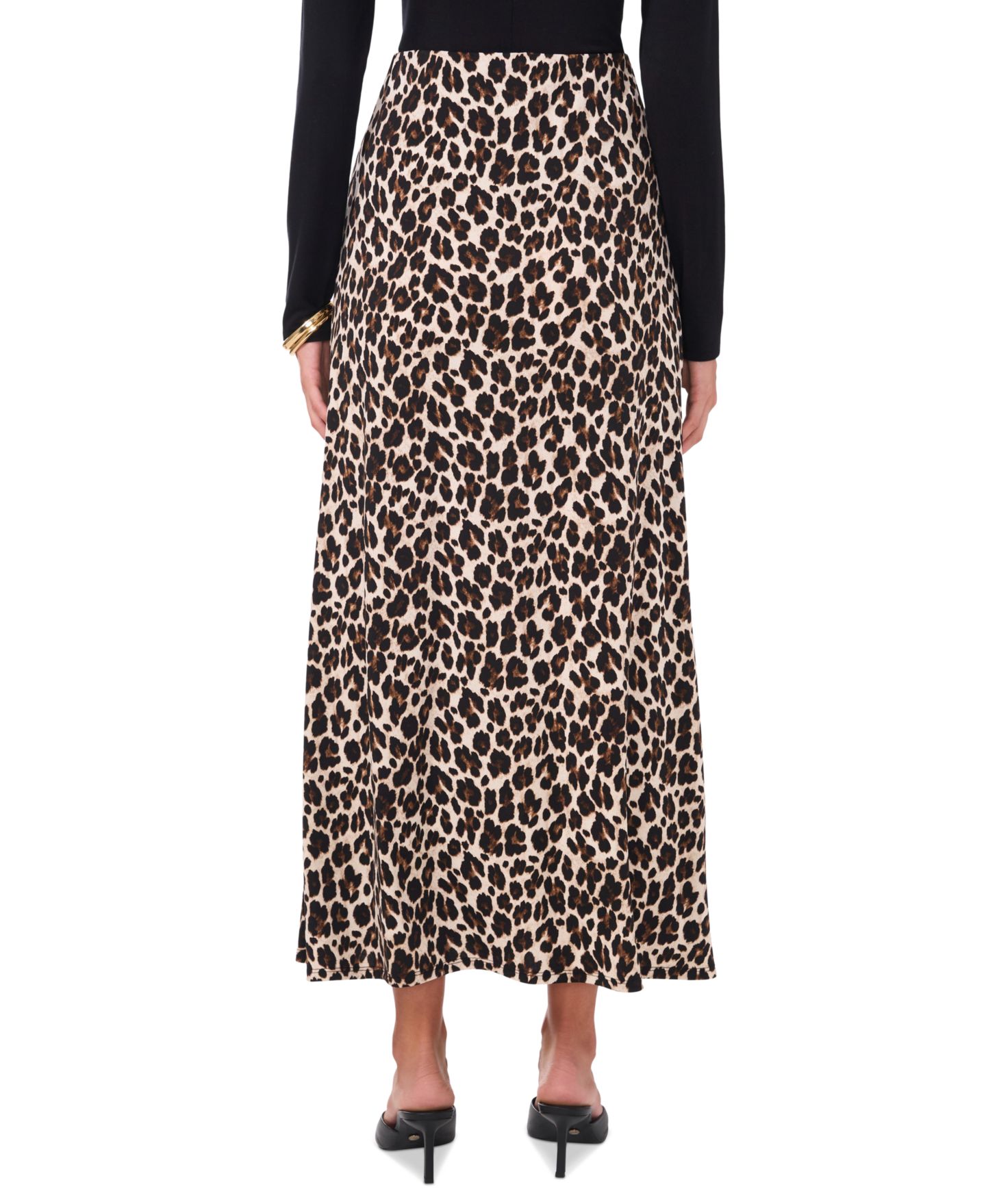 Женская юбка Vince Camuto Pull-On A-Line Cheetah Print Midi, цвет: Насыщенный чёрный — фото 2