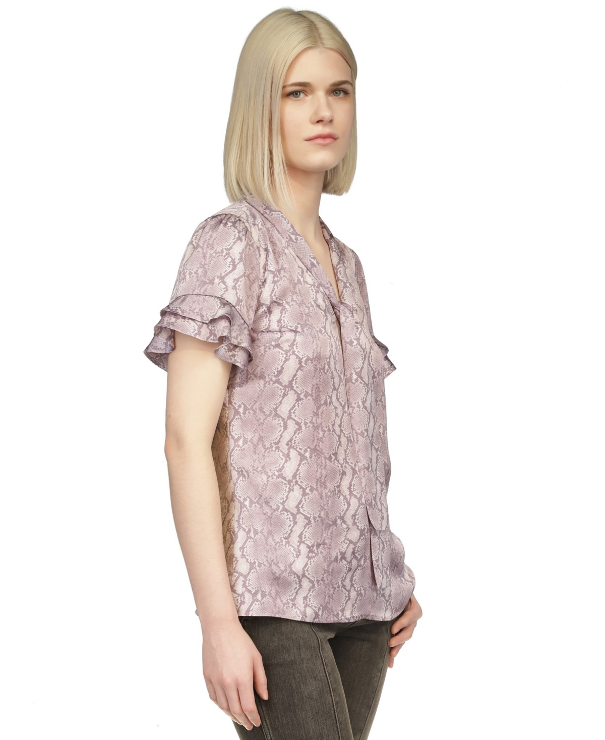 Michael Michael Kors Women's Snake-Print Tie-Neck Top