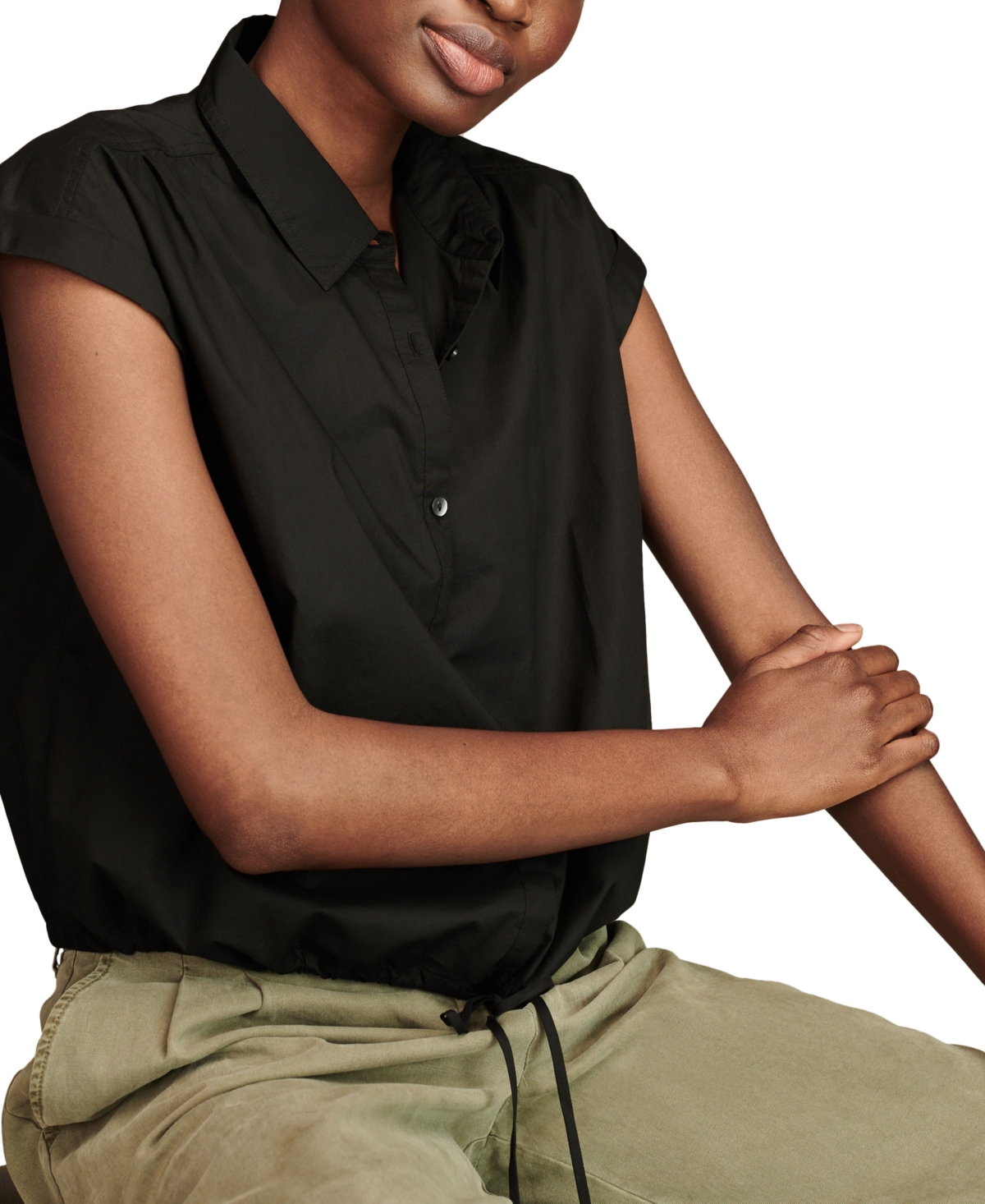 Lucky Brand Women's Cotton Drawstring-Hem Shirt