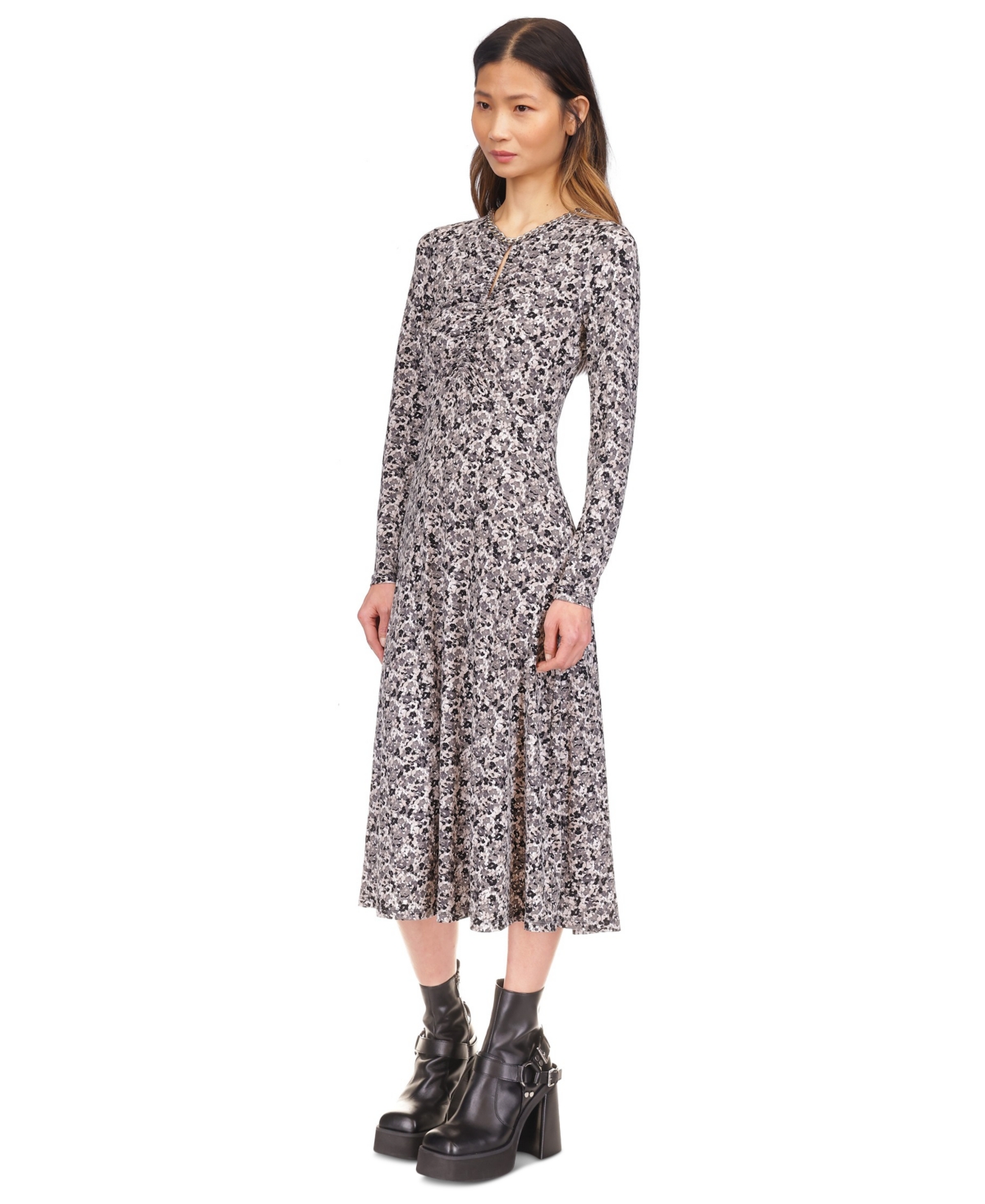 Michael Michael Kors Chain-Neck Keyhole Printed Dress