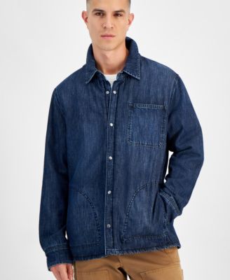 Sun + Stone Men's Valley Snap Front Denim Shirt Jacket