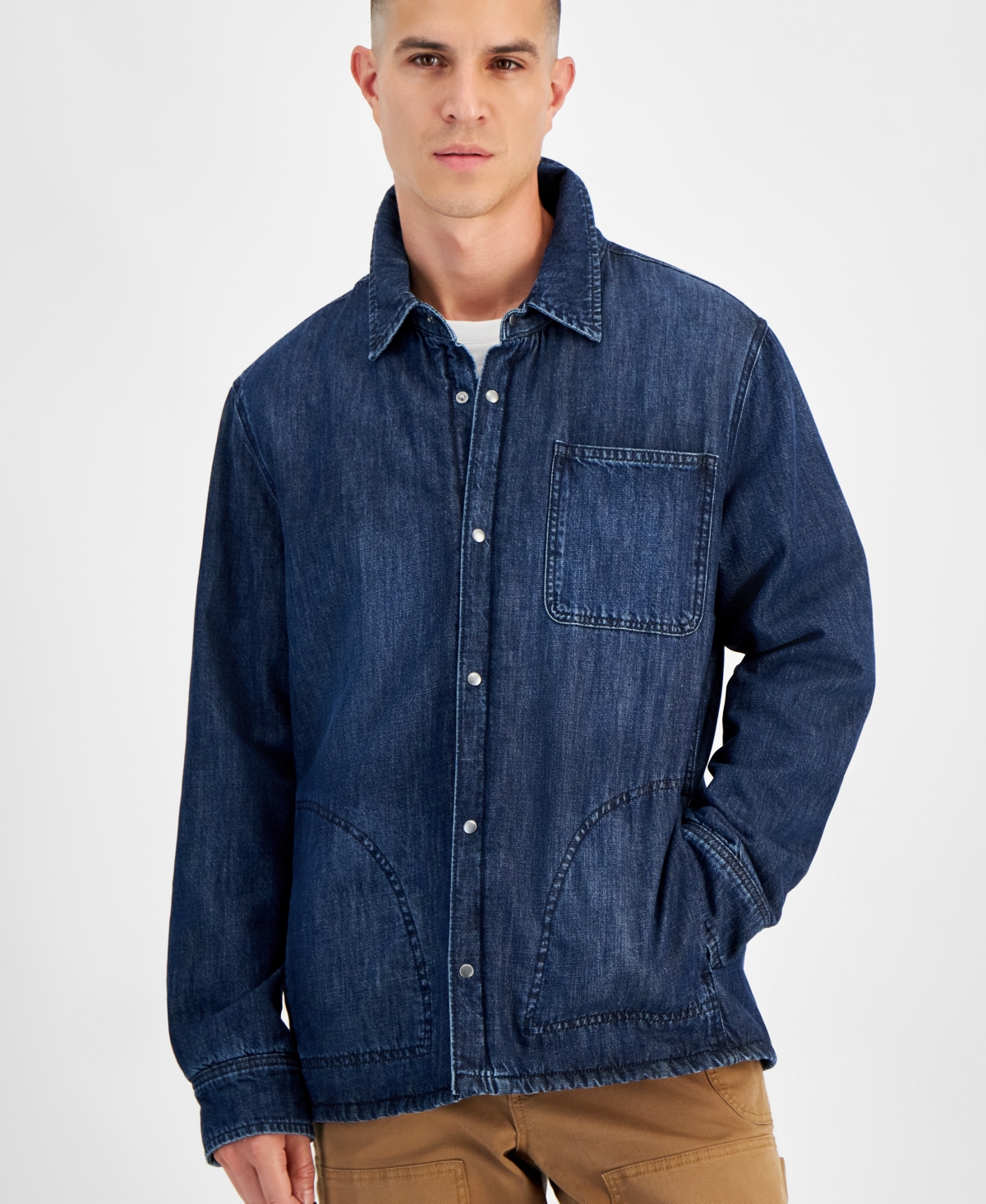 Sun + Stone Men'sSnap Front Denim Shirt Jacket, Exclusively at Macy's - Valley