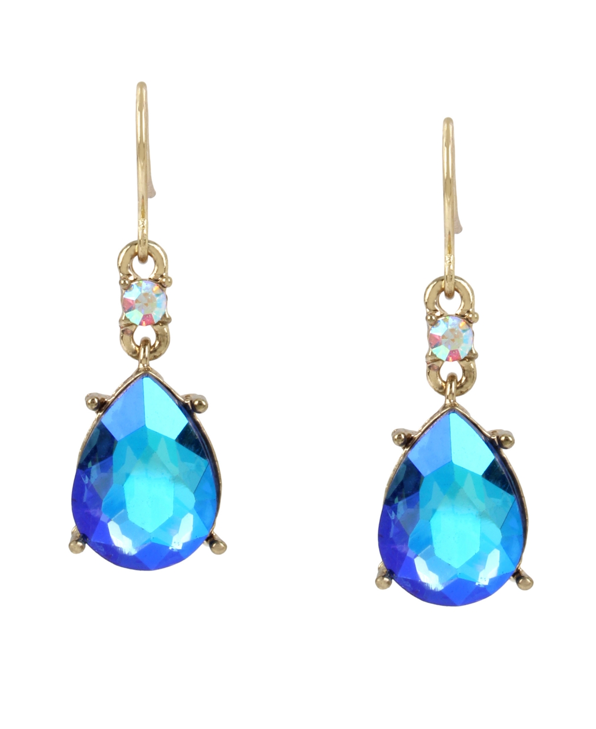Betsey Johnson Faux Stone Gem Drop Earrings In Blue,gold