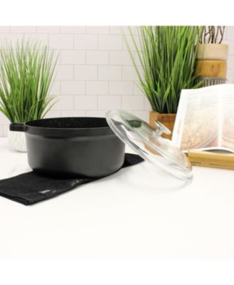 GEM 11" Nonstick Stockpot 7.7Qt., Black, Glass Lid