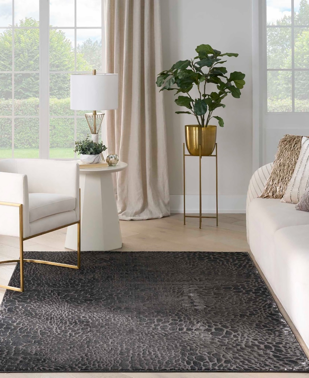 Nourison Home Desire Dsr08 2'3"x7'6" Runner Area Rug In Charcoal