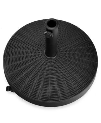 50 LBS Patio Wicker Style Resin Umbrella Base Stand Heavy Duty with Wheels