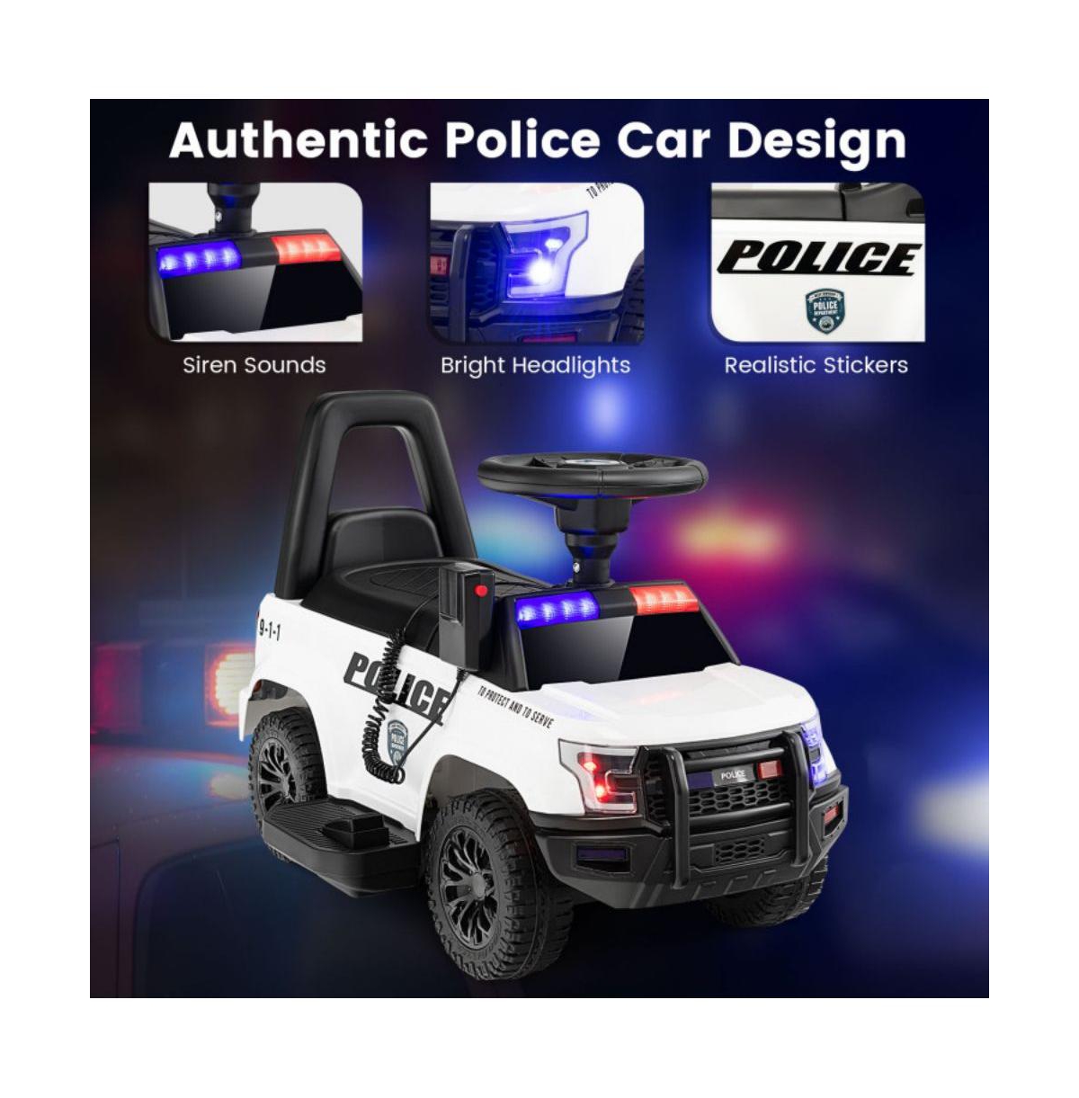 Givimo 6V Kids Ride On Police Car with Real Megaphone and Siren Flashing Lights