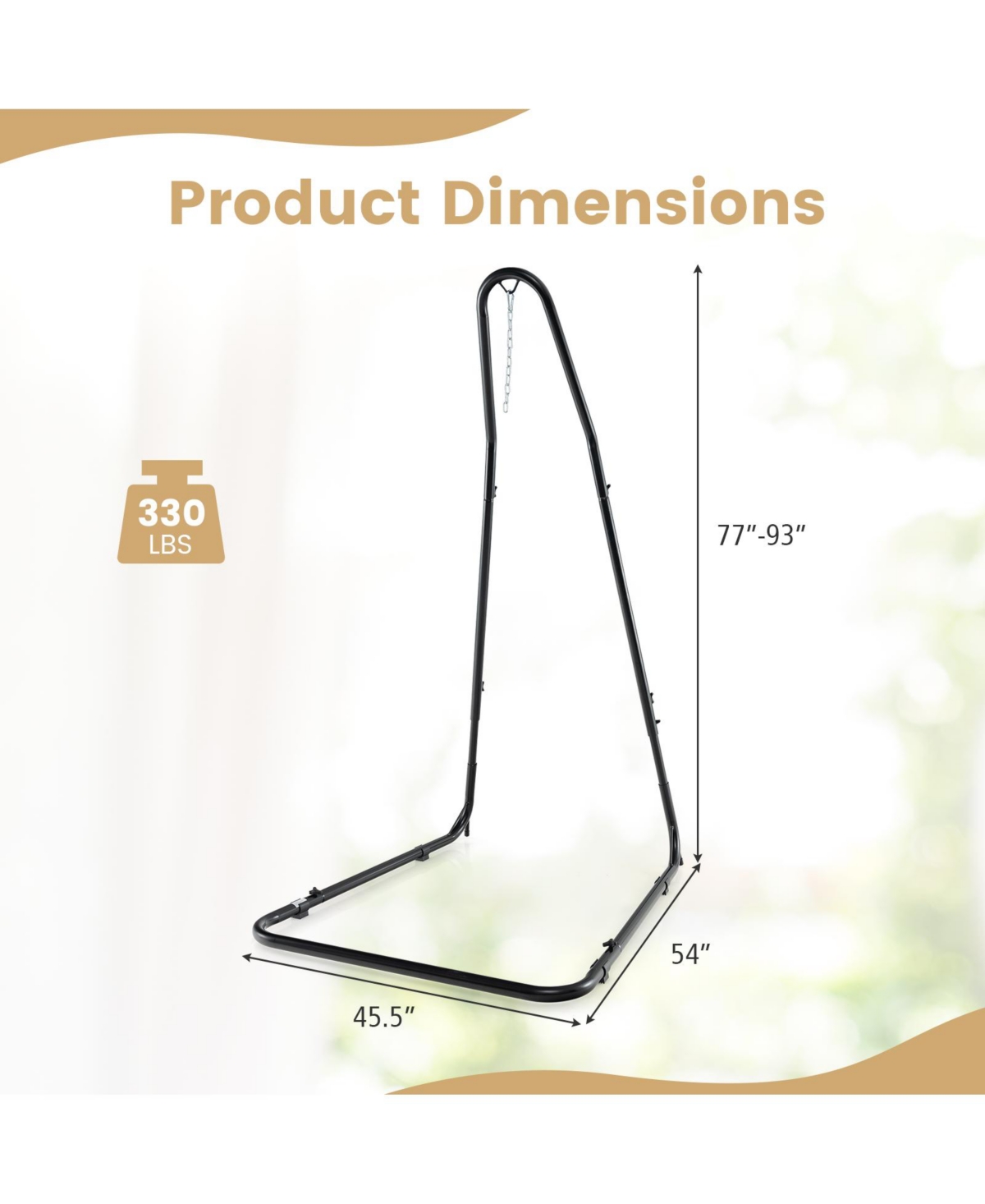 Givimo Hammock Chair Stand Adjustable Swing Chair Stand with Safety Hook and Sturdy Chain
