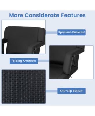 Stadium Seat for Bleachers with Back Support 6 Adjustable Positions-Black