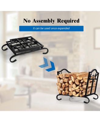 Foldable Firewood Log Rack Steel Wood Storage Holder