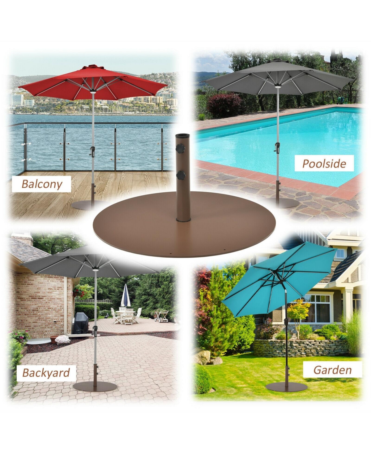 Givimo Outdoor Steel Umbrella Base Stand for Backyard and Poolside