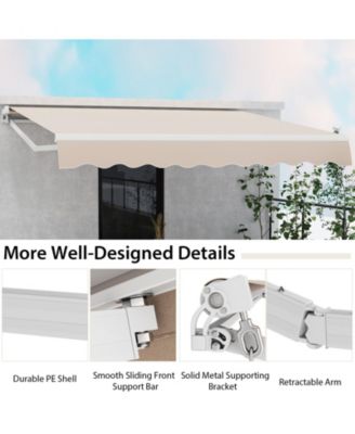 13 × 8 Feet Retractable Patio Awning Aluminum Deck Sunshade-Beige