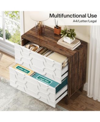 2-Drawer File Cabinet, Lateral Filing Cabinet, Office Storage Cabinet, Printer Stand with Storage Drawer for Home Office