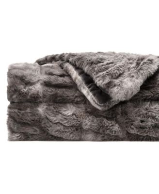 Premium Ruched Faux Fur & Mink Reversible Blanket, Throw