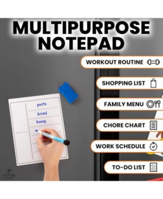 Magnetic Whiteboard Calendar Kit – Includes Notepad, 4 Markers & Eraser for Fridge