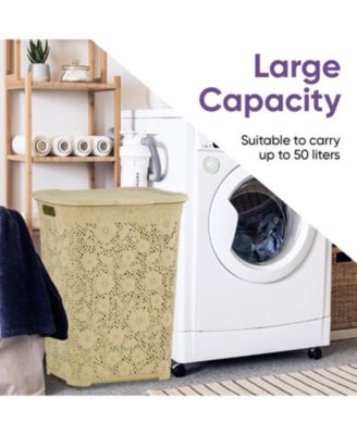 Elegant Lace Hamper 50 L Beige Laundry Hamper &amp; Organizer