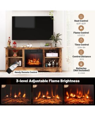 58 Inches TV Stand for Flat Screen TVs Up to 65 Inches with 18 Inches Electric Fireplace Heater