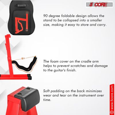 Double Guitar Stand Floor Adjustable Heavy Duty A Frame Folding Acoustic Electric Bass Mandolin Banjo Violin Holder Stands