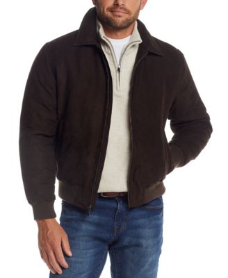 Weatherproof - Men's Microsuede Bomber Jacket with Faux Fur Removable Collar