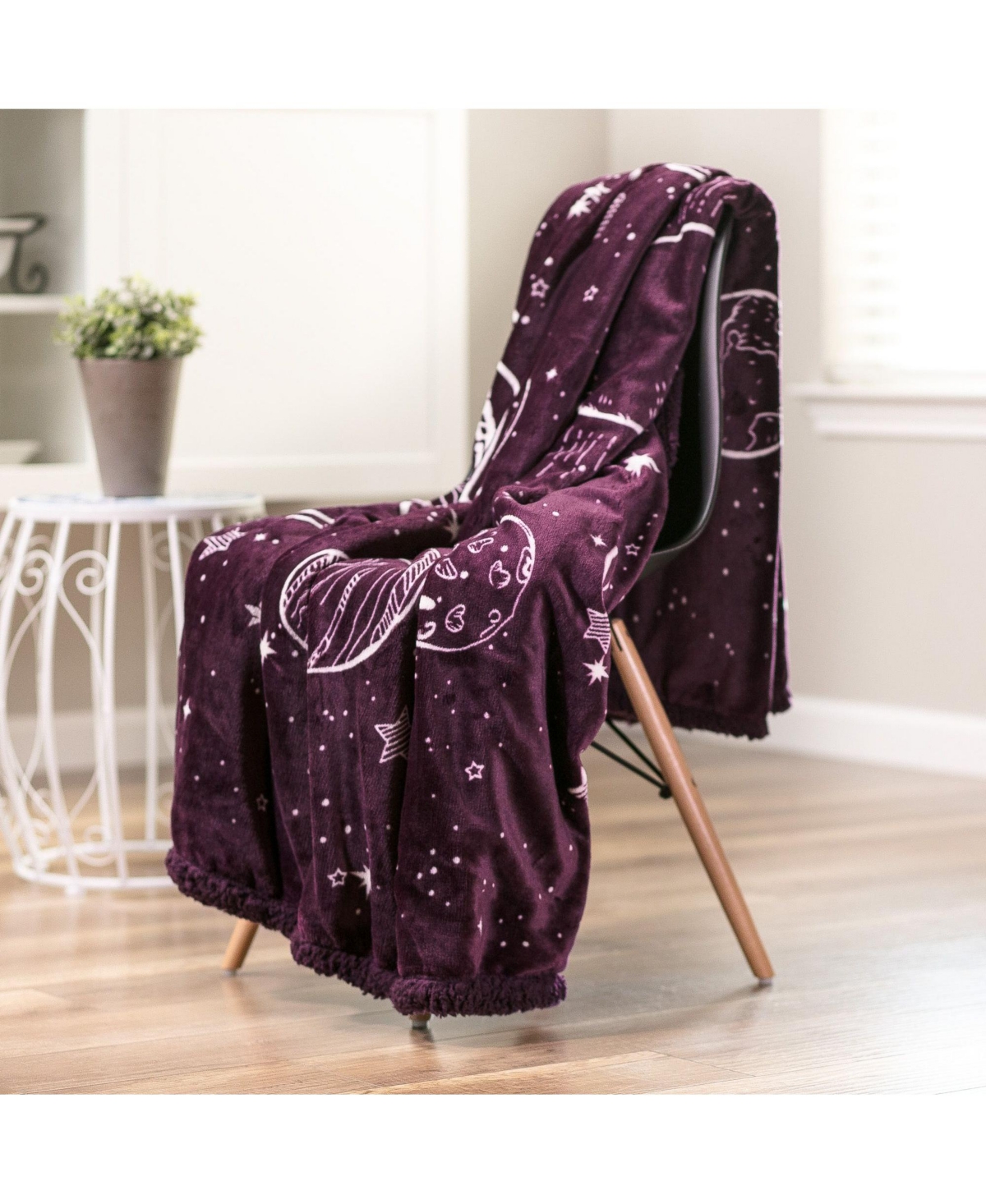 Chanasya Premium Solar System Galaxy Star Space Print Gift Blanket- Featuring Nine Planets Orbiting the Sun Including Pluto Reversible for Bed C