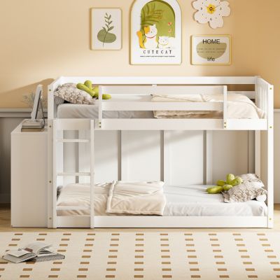 Streamdale Full over Full Bunk Bed with 4 Drawers and 3 Shelves-Gray