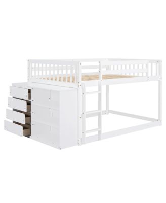 Streamdale Full over Full Bunk Bed with 4 Drawers and 3 Shelves-Gray