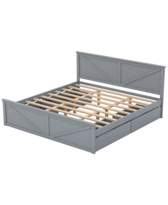 Streamdale Gray King Platform Bed with 4 Drawers