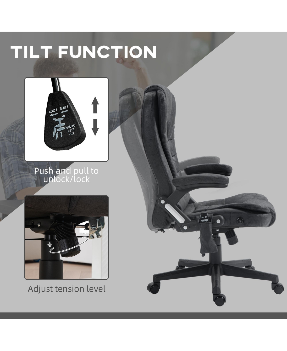 Streamdale Furniture 6 Point Vibrating Massage Office Chair with Lumbar Heat- Black