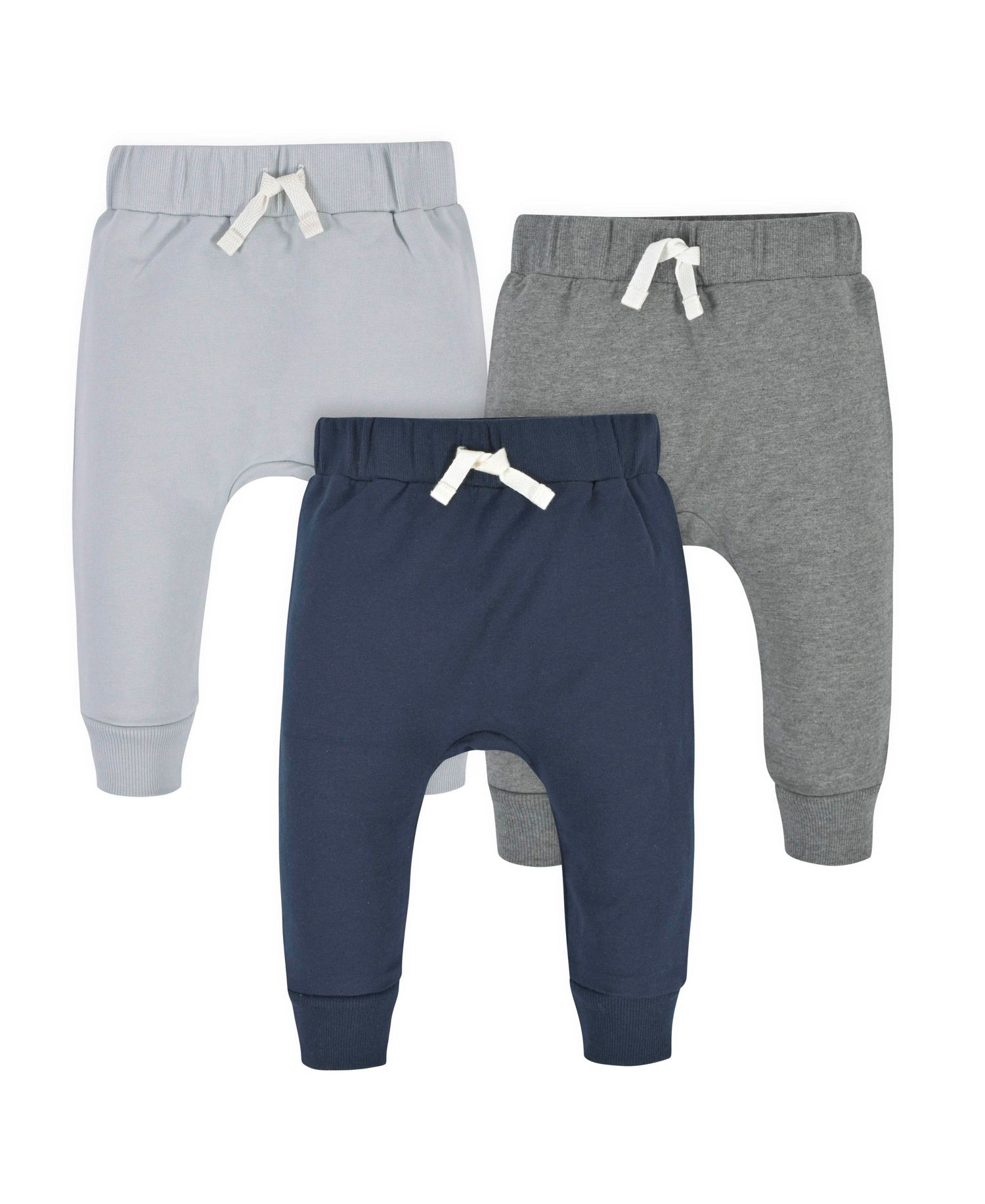 Baby Boys Navy and Grey Premium Joggers, 3-Pack