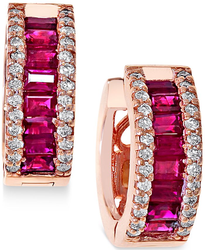 EFFY Collection - Ruby (1-1/2 ct. t.w.) and Diamond (3/8 ct. t.w.) Earrings in 14k Rose Gold