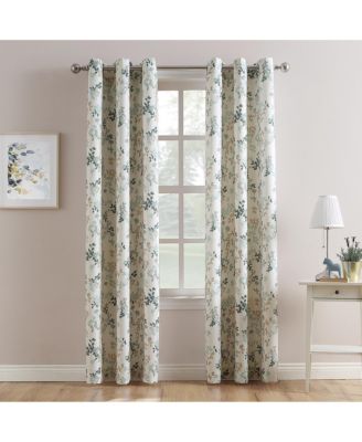 Mabel Floral Print Semi-Sheer Grommet Curtain Panel