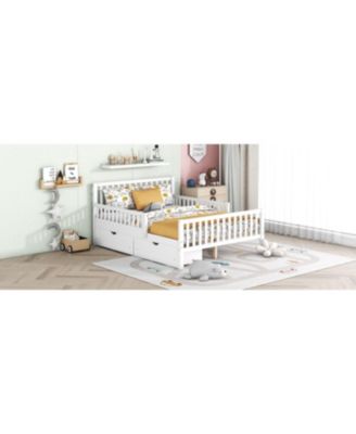 Streamdale Pink Platform Bed with Guardrails and Drawers