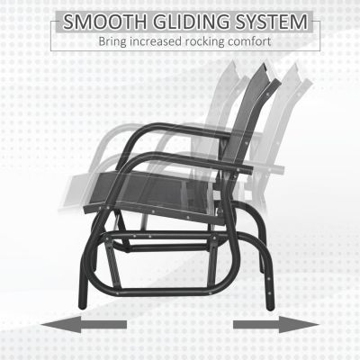 Porch Glider Set: Mesh Swing Chairs with Steel Frame