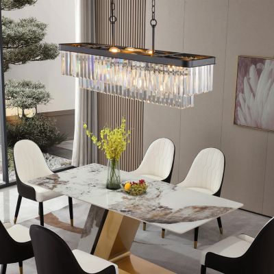 Crystal Chandelier with Adjustable Modern Industrial Design