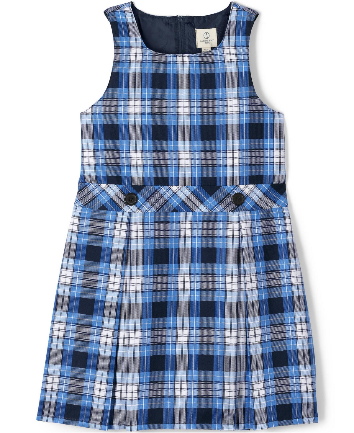 Lands' End Little Girls School Uniform Plaid Jumper Top of Knee