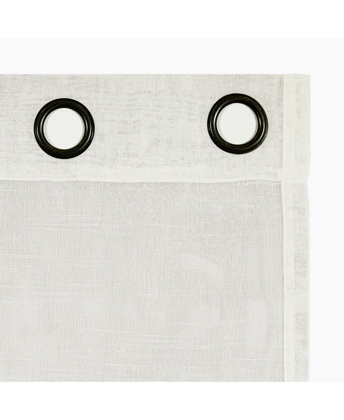Slub Textured Linen Blend Black Grommet Top Curtain