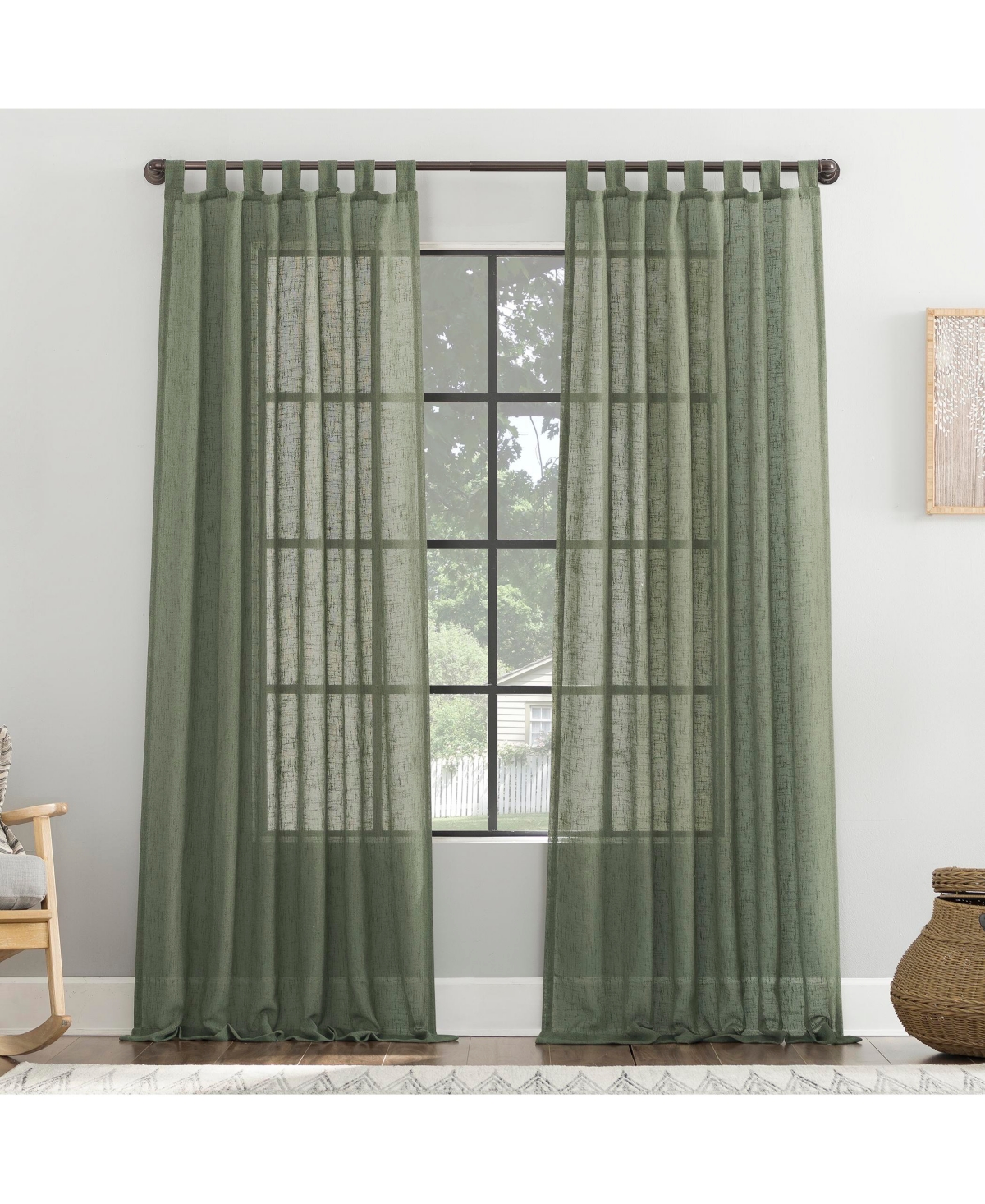 Burlap Weave Linen Blend Tab Top Curtain