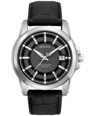 Bulova Men s Precisionist Black Leather Strap Watch 42mm 96B158 Macy s