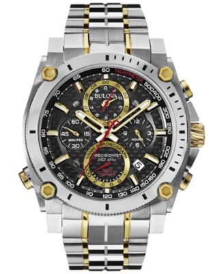 Bulova - Men's Chronograph Precisionist Two-Tone Stainless Steel Bracelet Watch 47mm 98B228