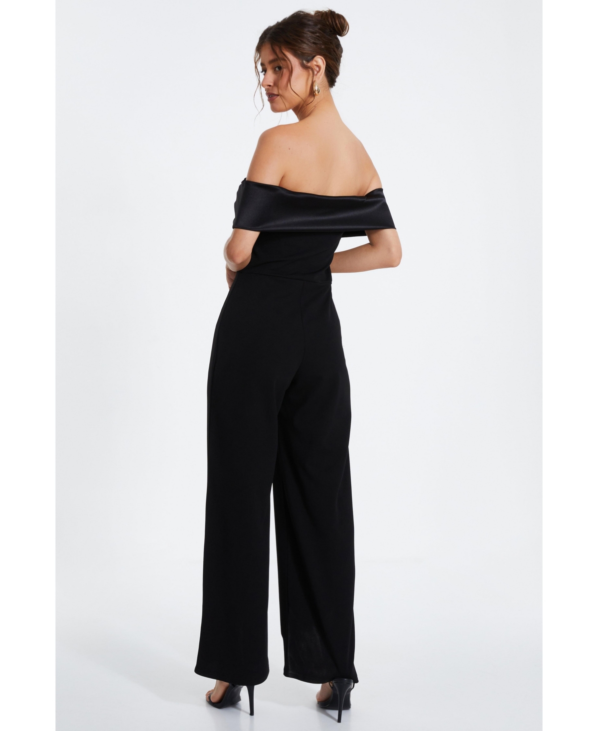 Quiz Women's Bardot Scuba Crepe Jumpsuit With Satin Trim