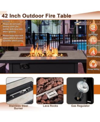 42 Inch 60000 BTU Propane Fire Pit Table with Ceramic Tabletop