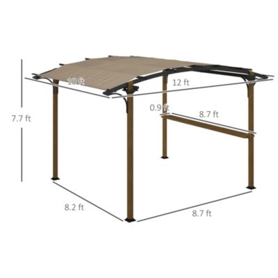12' x 10' Outdoor Pergola Canopy with Bar Counter, Aluminum Frame