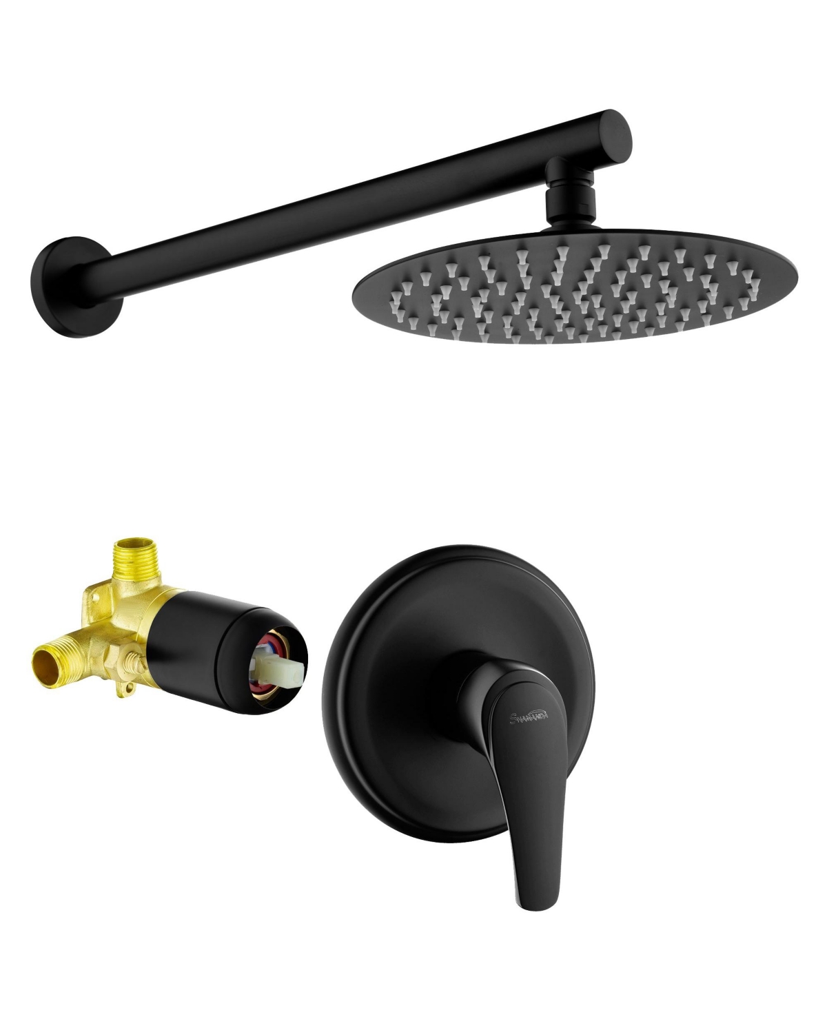 Boyel Living 1-Spray Patterns with 2.5 Gpm 8 in. Wall Mount Rain Fixed Shower Head with Single Handle and Valve